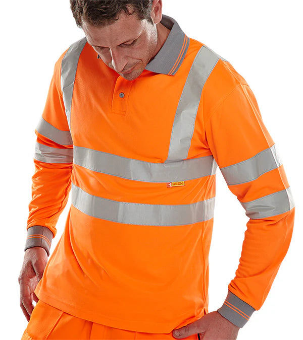 Beeswift Long Sleeve Hi-Vis Polo Shirt