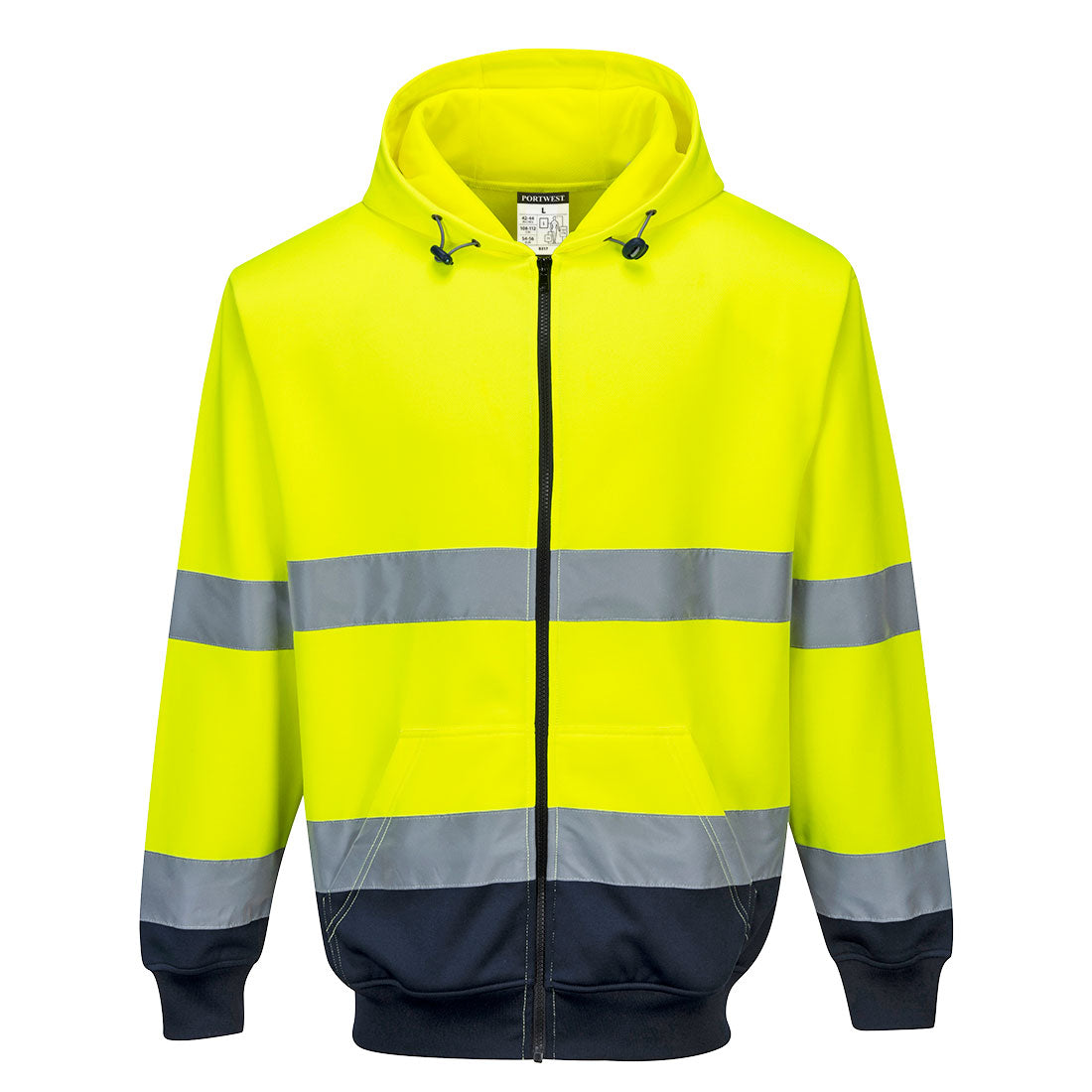 B317 - Hi-Vis Contrast Zipped Hoodie