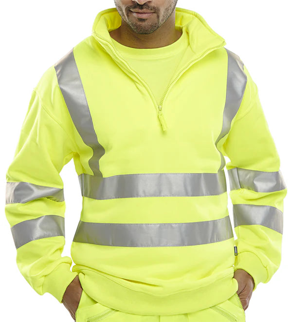 Beeswift Essential Quarter Zip Sweatshirt Hi-Vis Jumper